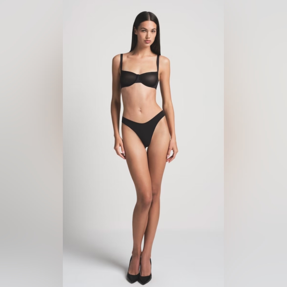 SKIMS Sheer Black Bra